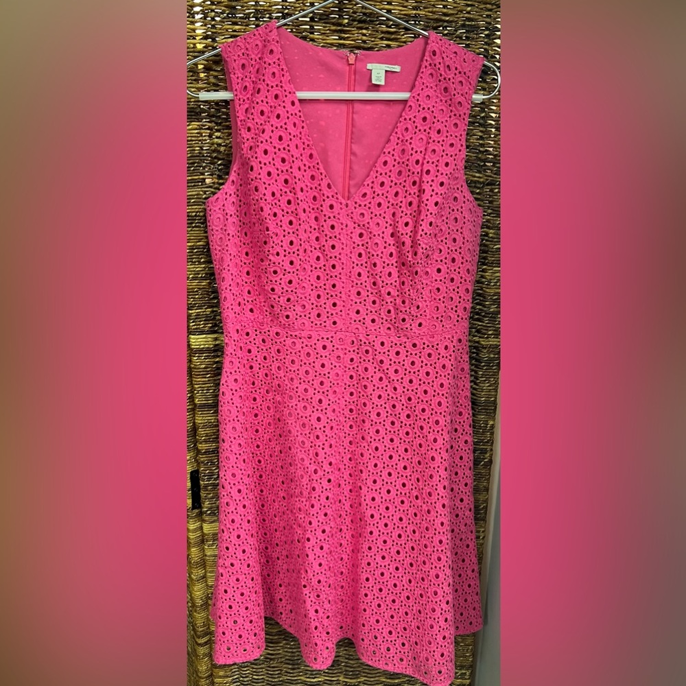 Halogen- Pink‎ Eyelet Dress w/ Pink under fabric, Size: 8P,  Pre- Owned